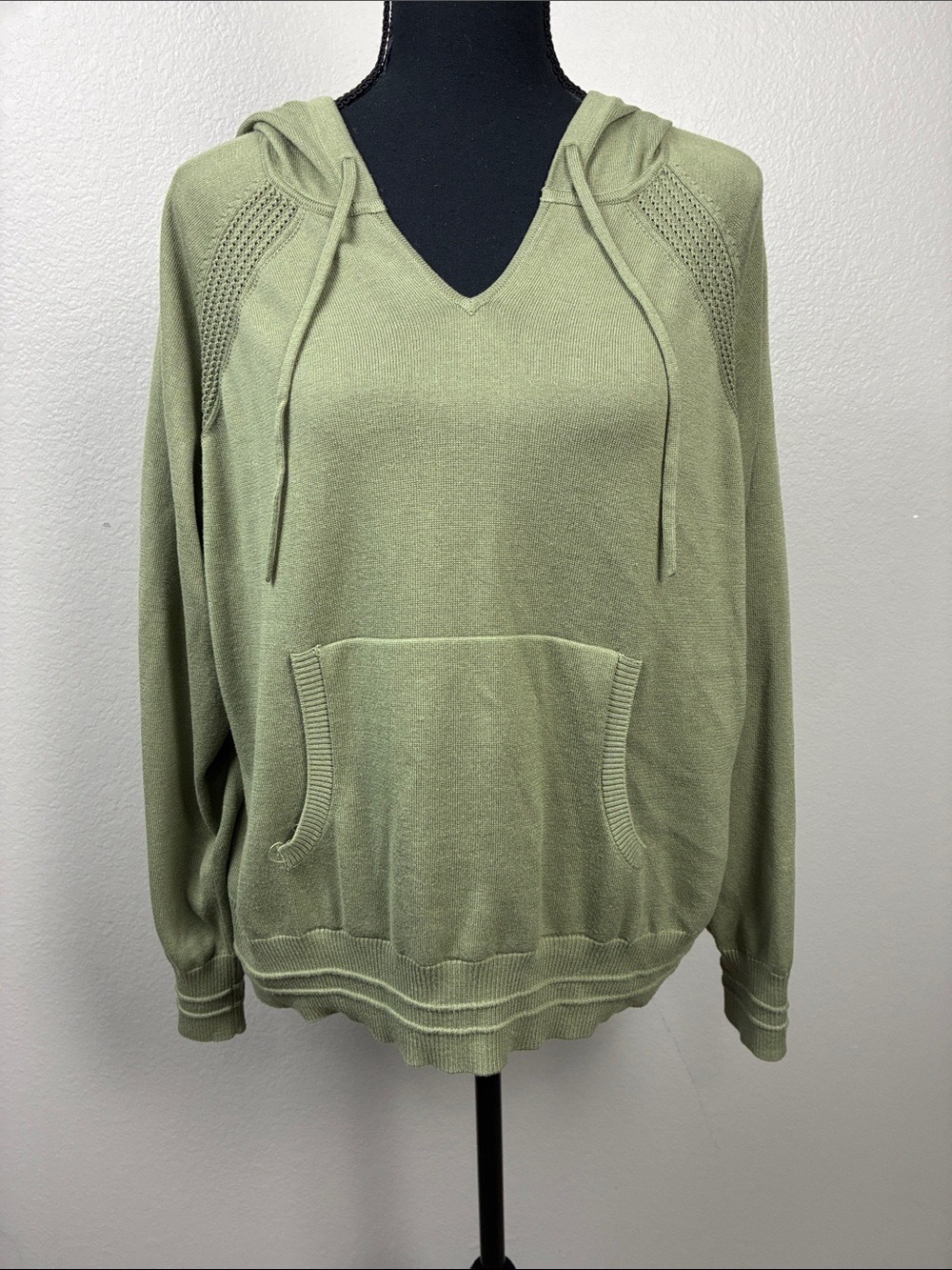 Athleta Evergreen Hoodie Sweater Green Pocket 1X - Picture 4 of 8